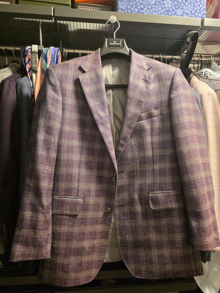 Giles & Jasper Purple Plaid Sport Coat - Classic Notch Lapel (Worn Once)